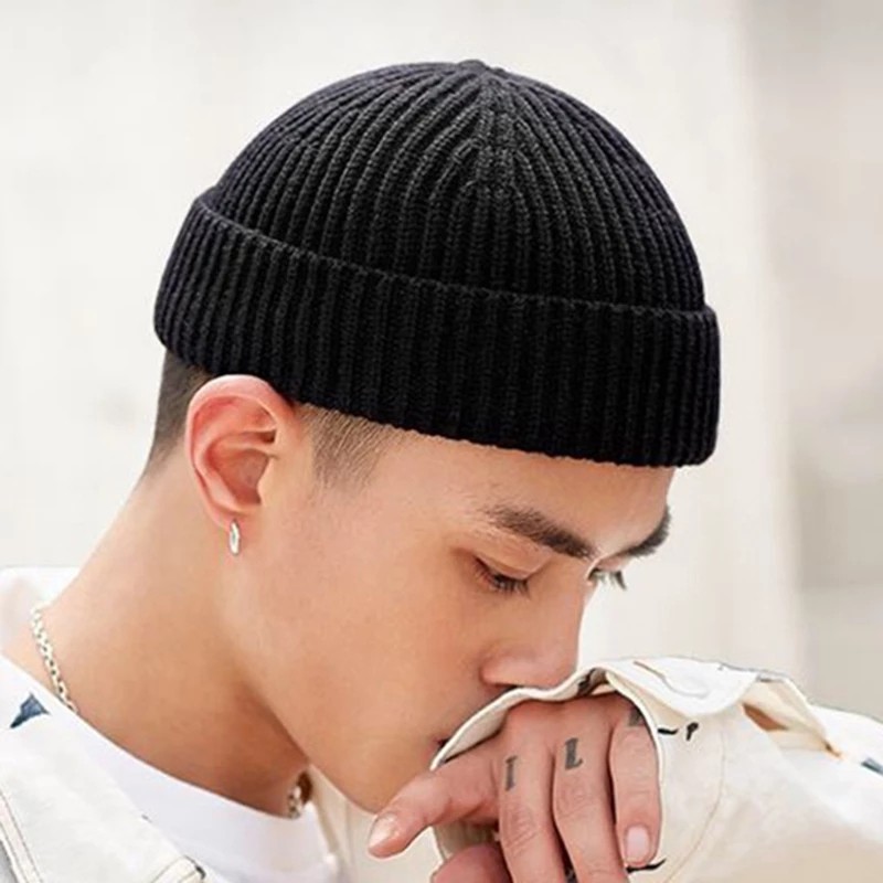 Rimiut Knitted Wool Beanie Simple Warm Skull Cap