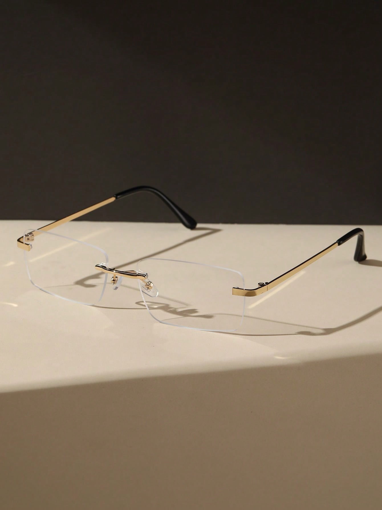 Unisex Metal Square Frame Rimless Sunglasses