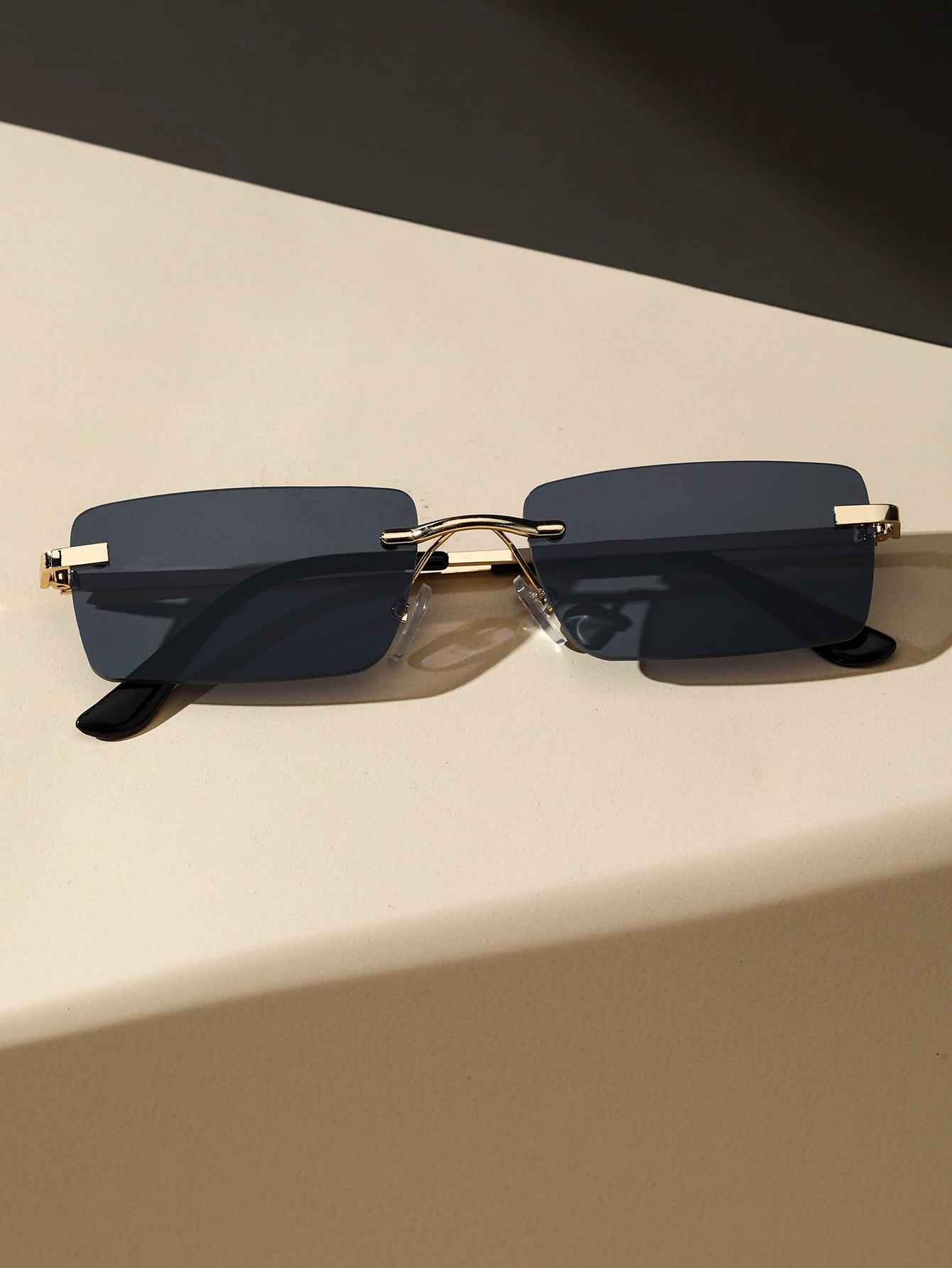 Unisex Metal Square Frame Rimless Sunglasses