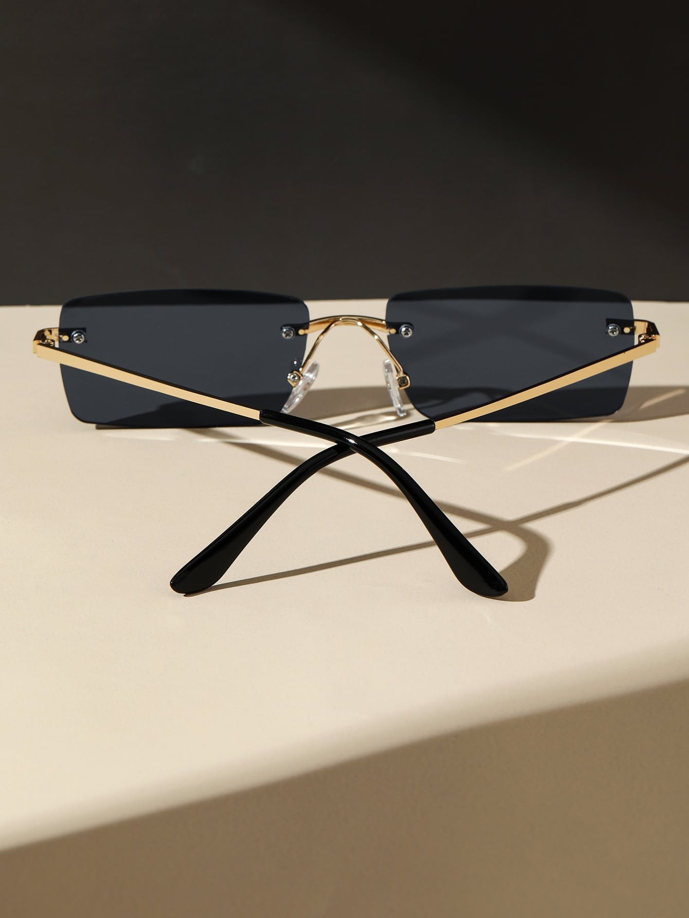 Unisex Metal Square Frame Rimless Sunglasses