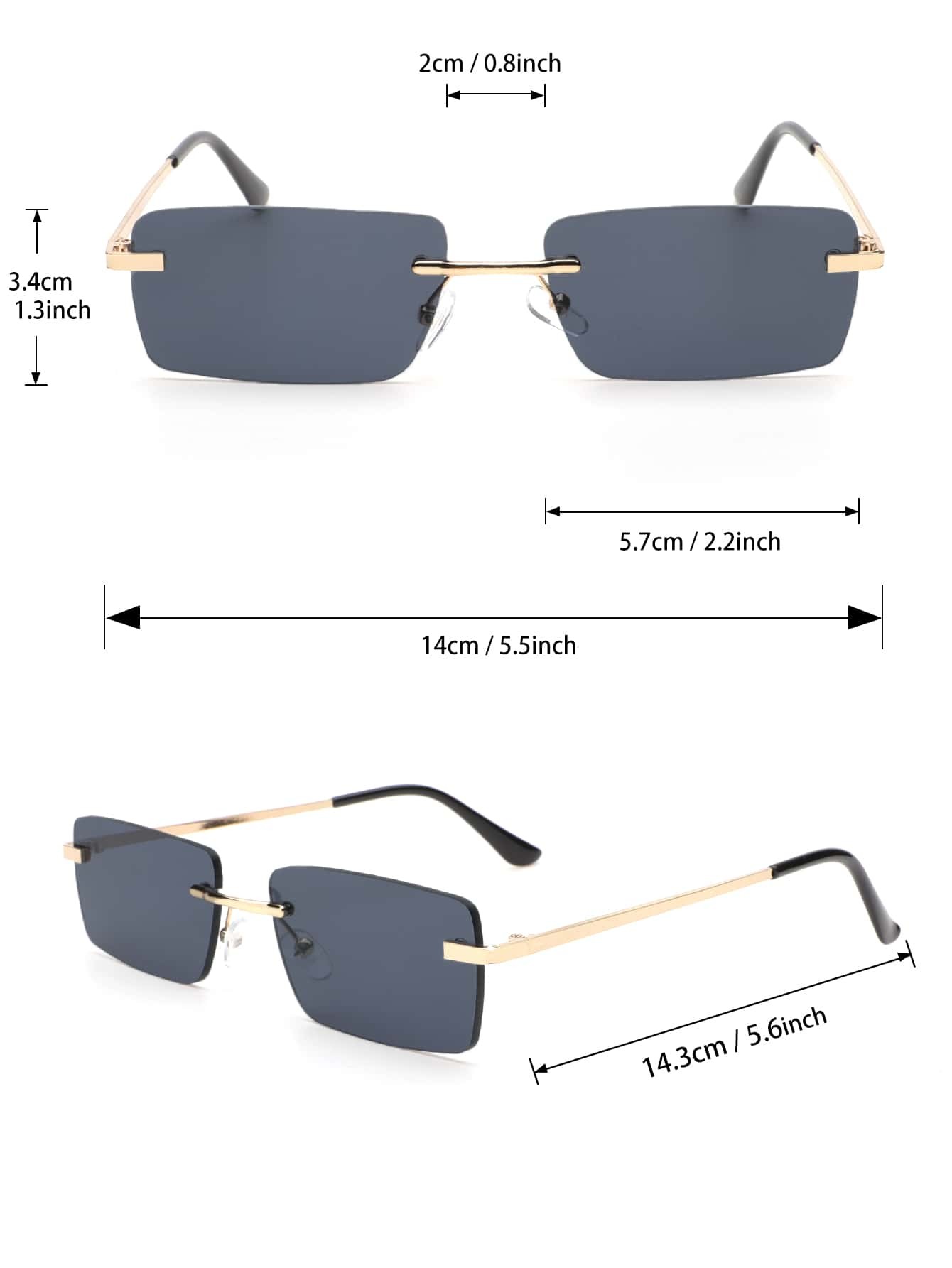 Unisex Metal Square Frame Rimless Sunglasses