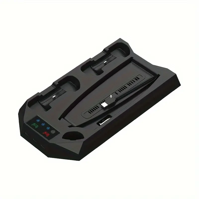 For PS5 Stand And Cooling Station With Dual Controller Charging Station For PS 5 Console, For PS5 Accessories Incl. Controller Charger, Cooling Fan, Headset Holder, 3 USB Hub, Media Slot, Screw White