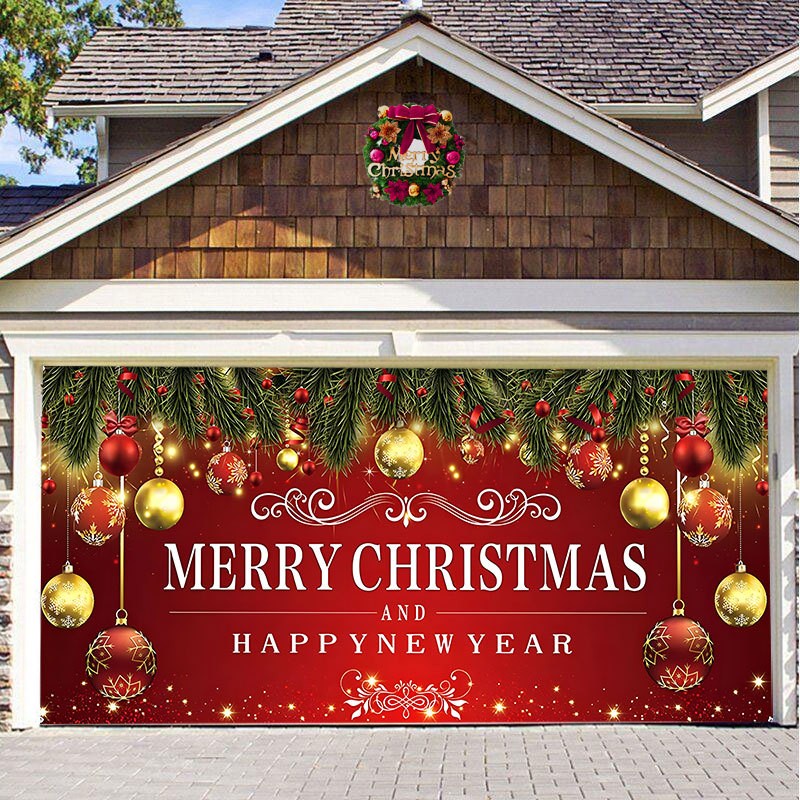 Christmas Background Fabric Garage Door Decoration Holiday Party
