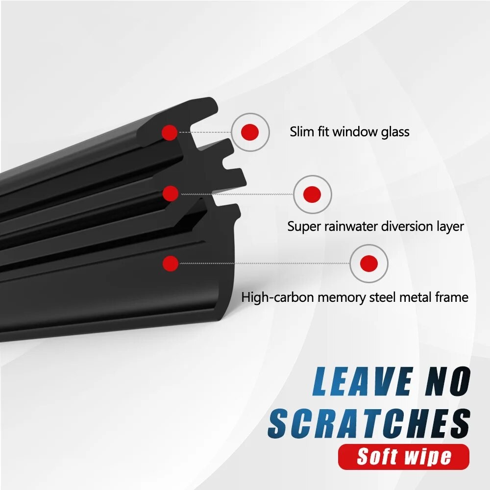 Car Wiper Blade Refill Strips  Frameless Windshield Rubber Wiper for 14" to 28"
