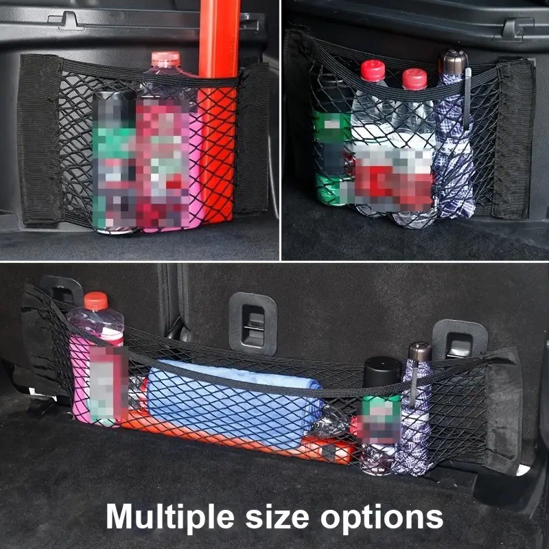 Universal Double Mesh Car Storage Bag  Trunk Storage Net & Fire Extinguisher Fixed Holder