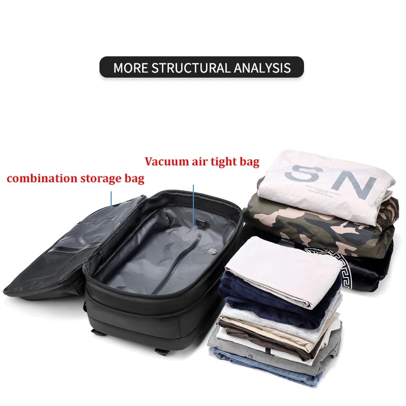 17-Inch Laptop Travel Backpack Expandable Business & School Backpack with Vacuum Compression for Men