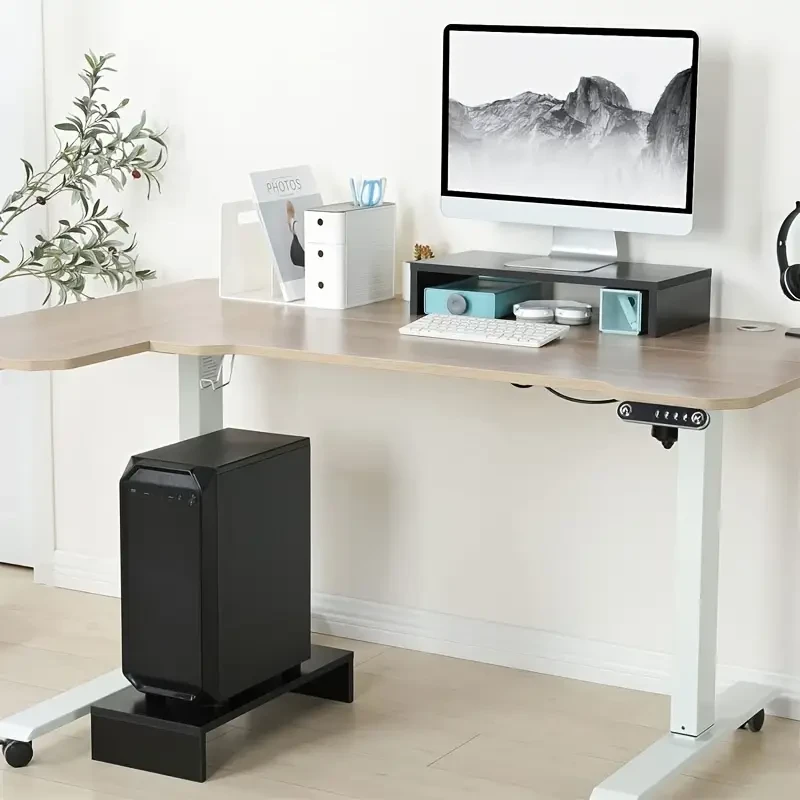 Monitor Stand Riser, Elevated Wooden Computer Monitor Stand With Storage And Keyboard Organizer - Desk Organizer For Home Office And Dorm