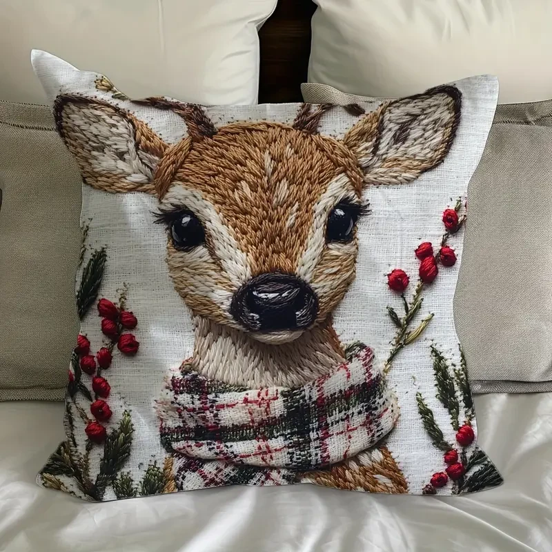 Charming Christmas Reindeer 45.72x45.72 cm Throw Pillow Cover