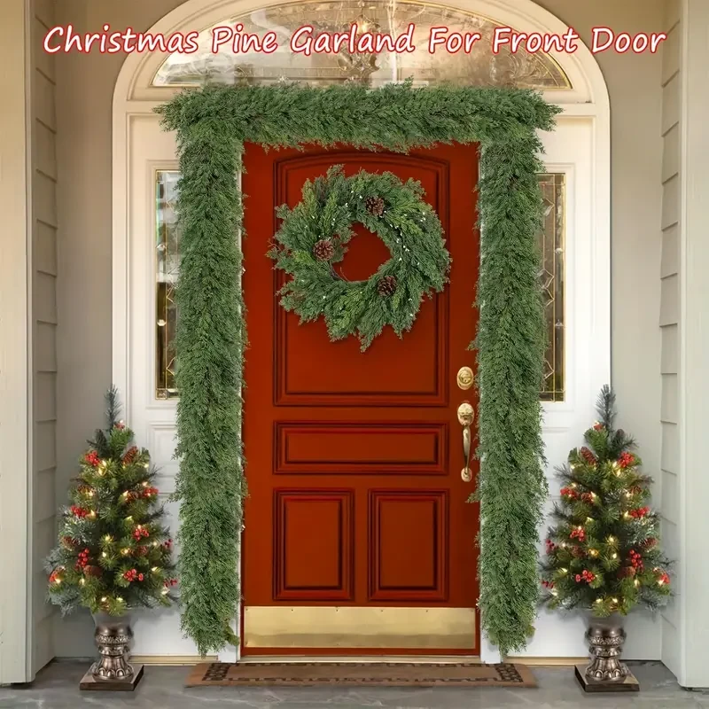 1pc 179.98cm Festive Pine Wreath, Green Cypress Garland
