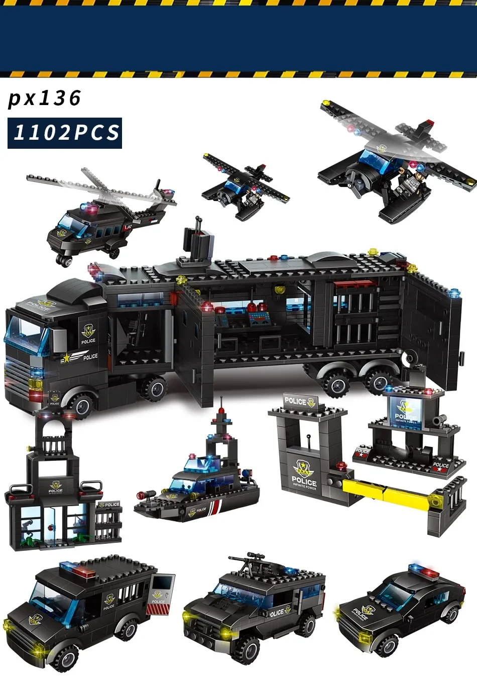 Military aircraft carrier police building blocks