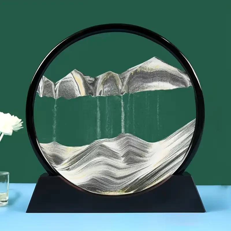 360-Degree Rotation 3D Flowing Sand Painting: Morphological Change - Glass Art Decoration