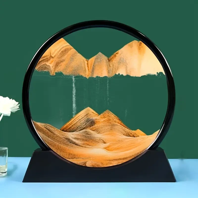 360-Degree Rotation 3D Flowing Sand Painting: Morphological Change - Glass Art Decoration