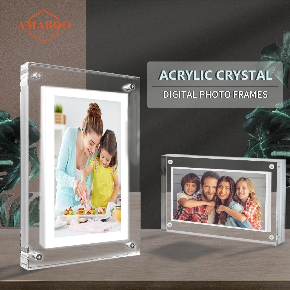 Acrylic Digital Photo Video Frame Battery New