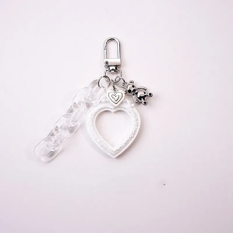Ins Embossed Love Photo Frame Keychain Cute Pendant