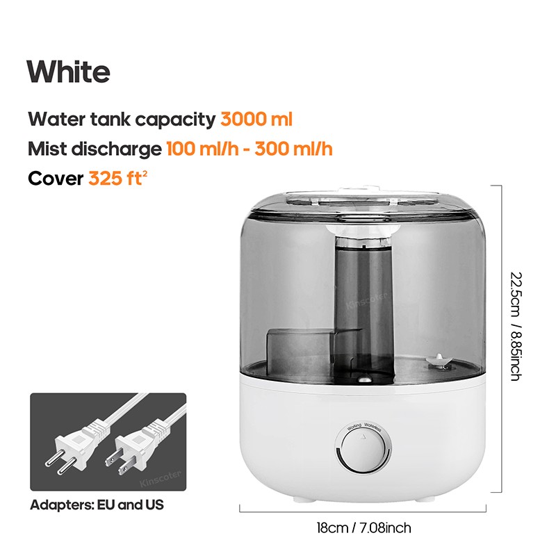 KINSCOTER 3L Air Humidifier Large Capacity Aroma Diffuser with Remote Control & Timer