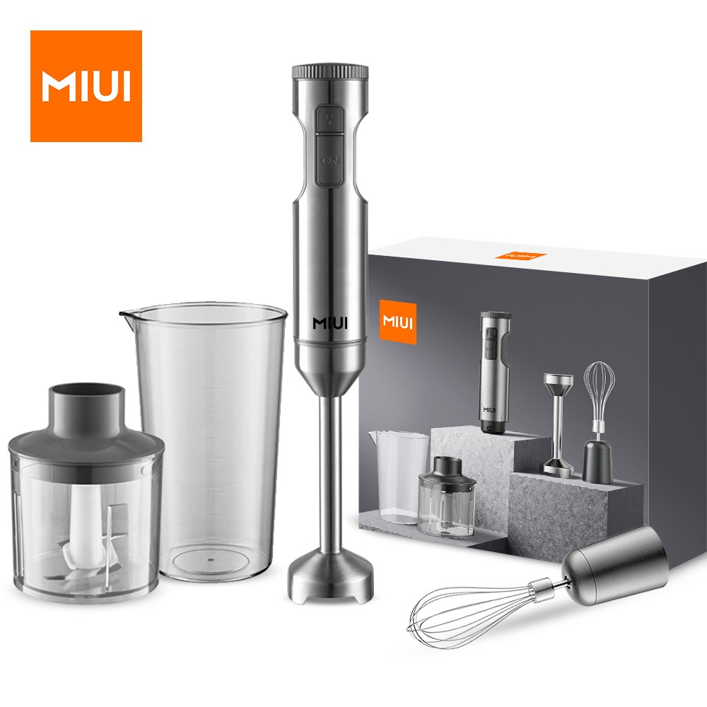 MIUI Hand Immersion Blender 1000W 4-in-1 Stainless Steel Food Mixer with 700ml Beaker & 500ml Processor