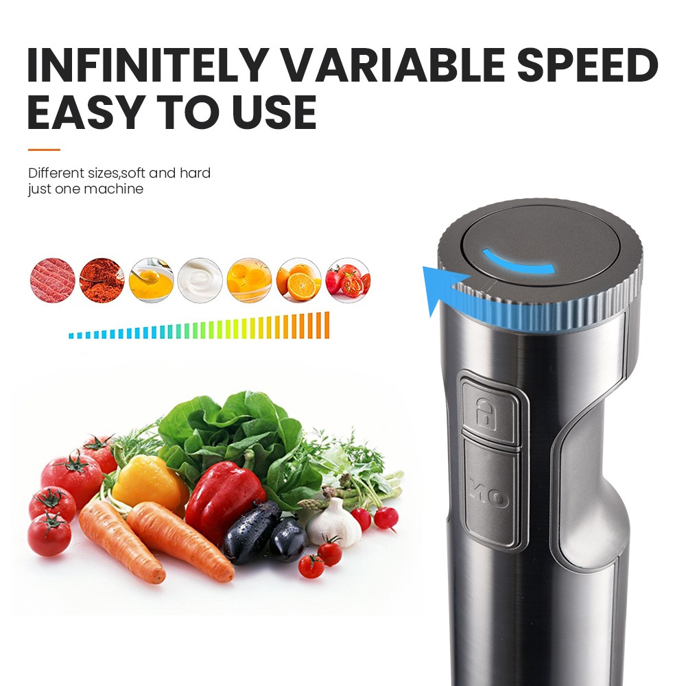 MIUI Hand Immersion Blender 1000W 4-in-1 Stainless Steel Food Mixer with 700ml Beaker & 500ml Processor
