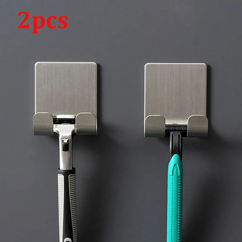 2pcs Razor Holder  304 Stainless Steel Shaving Razor Stand and Bathroom Hook Organizer for Compact Razor Storage