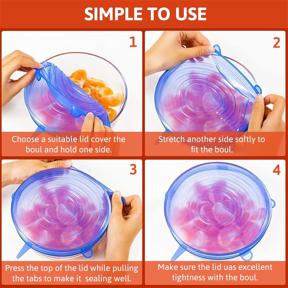 6Pcs Food Grade Silicone Preservation Cover