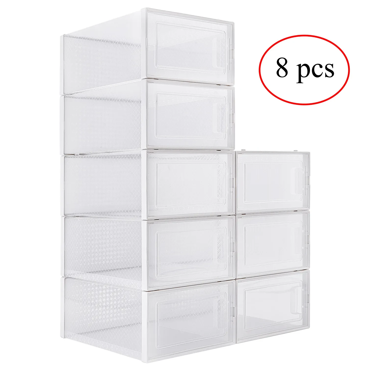 Pack of 8 Transparent Shoe Storage Boxes