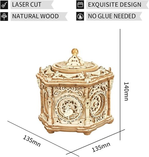 ROBOTIME 3D Wooden Puzzles Secret Garden Delicate Music Box Model Kits AMK52