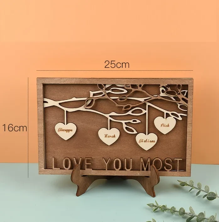 Wooden Personalized Sign Mother's Day Family Tree Photo Frame Ornament