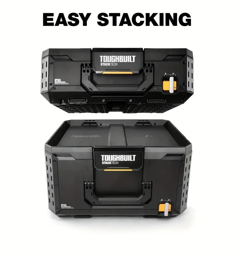 TOUGHBUILT StackTech Organizer - Multifunctional, Durable Toolbox with Auto-Locking System & 8 Deep Bins for Car Storage and Repair Parts