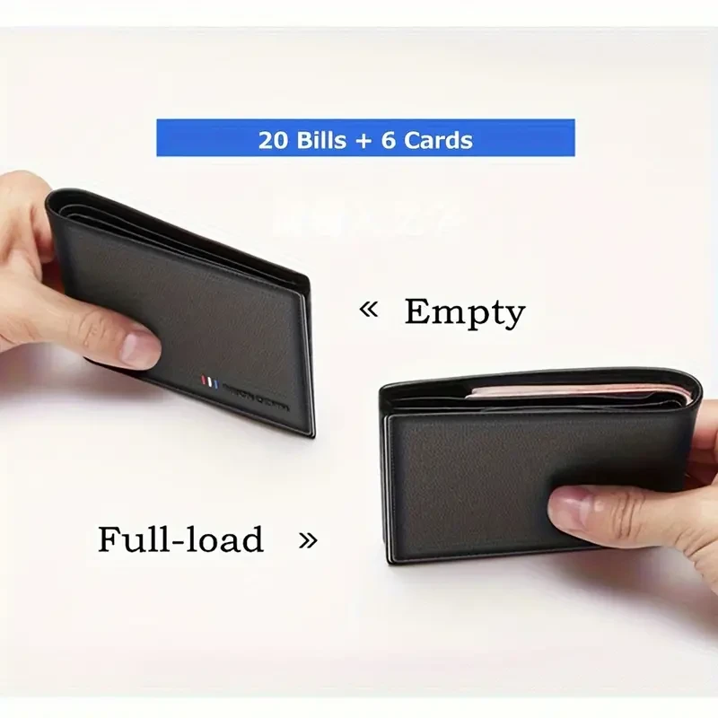 BISON DENIM Men's Luxury Genuine Leather Wallet - RFID Blocking, Bifold with Zipper Coin Purse & Card Holder, Sleek Black, for Return School
