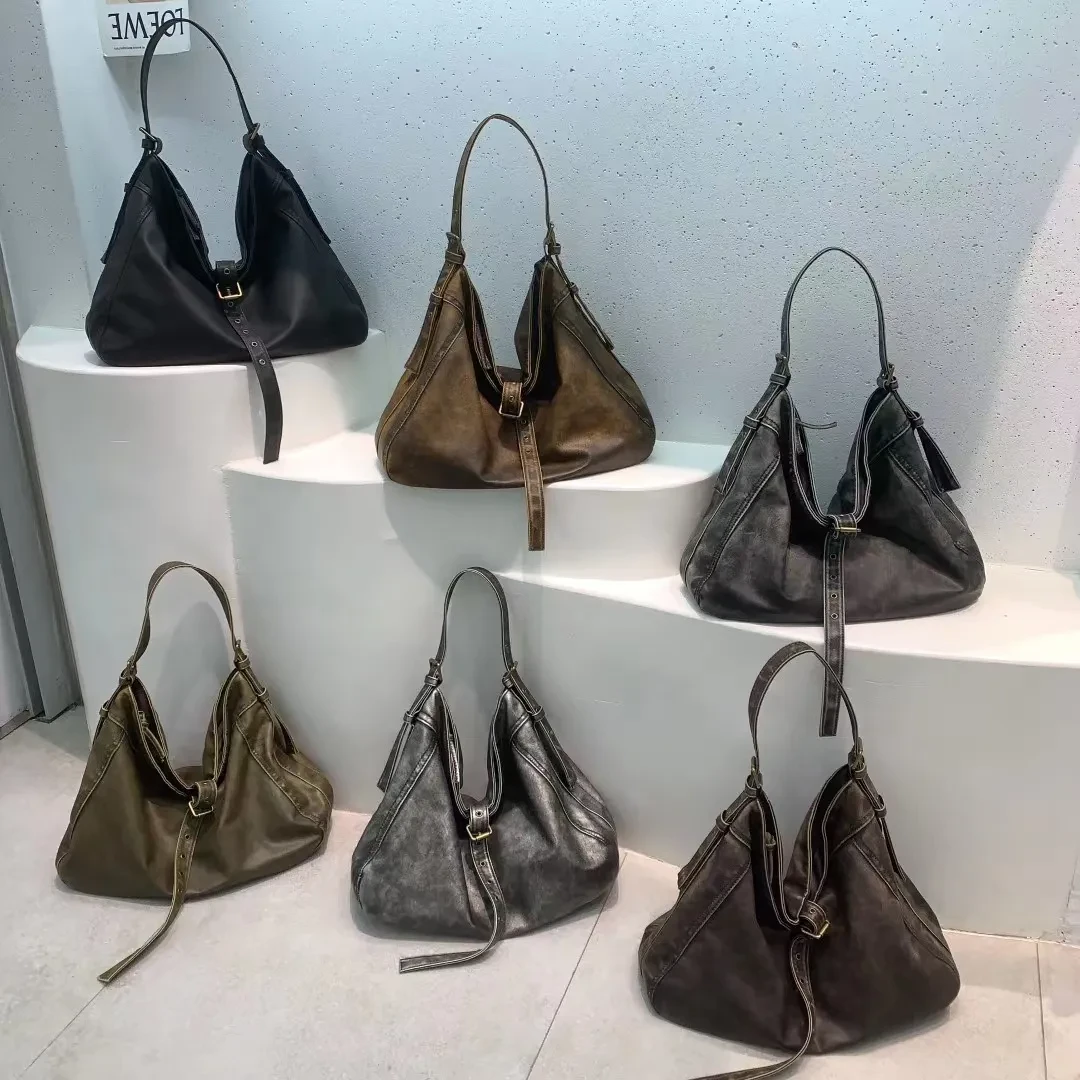 Casual Large Capacity Shoulder Crossbody Belt Buckle Underarm Tote Bag