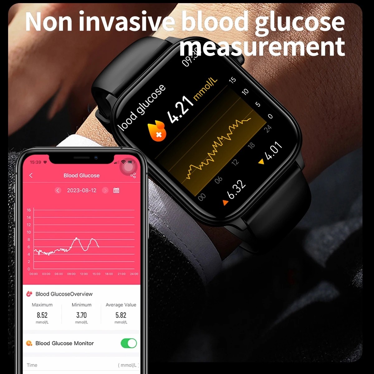 2024 AI Medical Diagnosis Smart Watch Blood Lipids, Uric Acid, Blood Glucose Monitoring with ECG+PPG, Bluetooth Calls, and Health Tracking