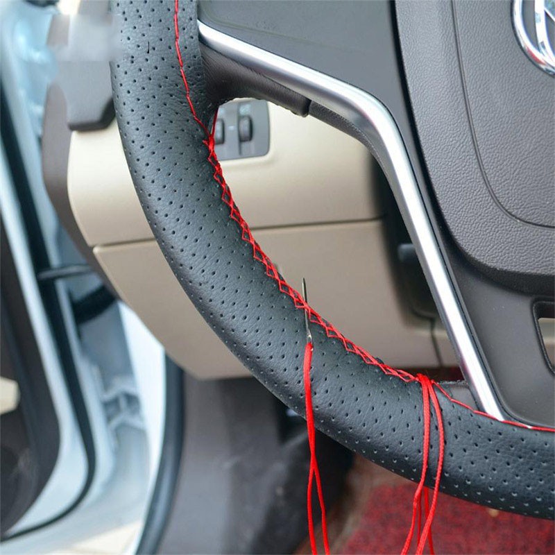 DIY Artificial Leather Steering Wheel Cover Kit Soft Texture, Needles & Braid Thread