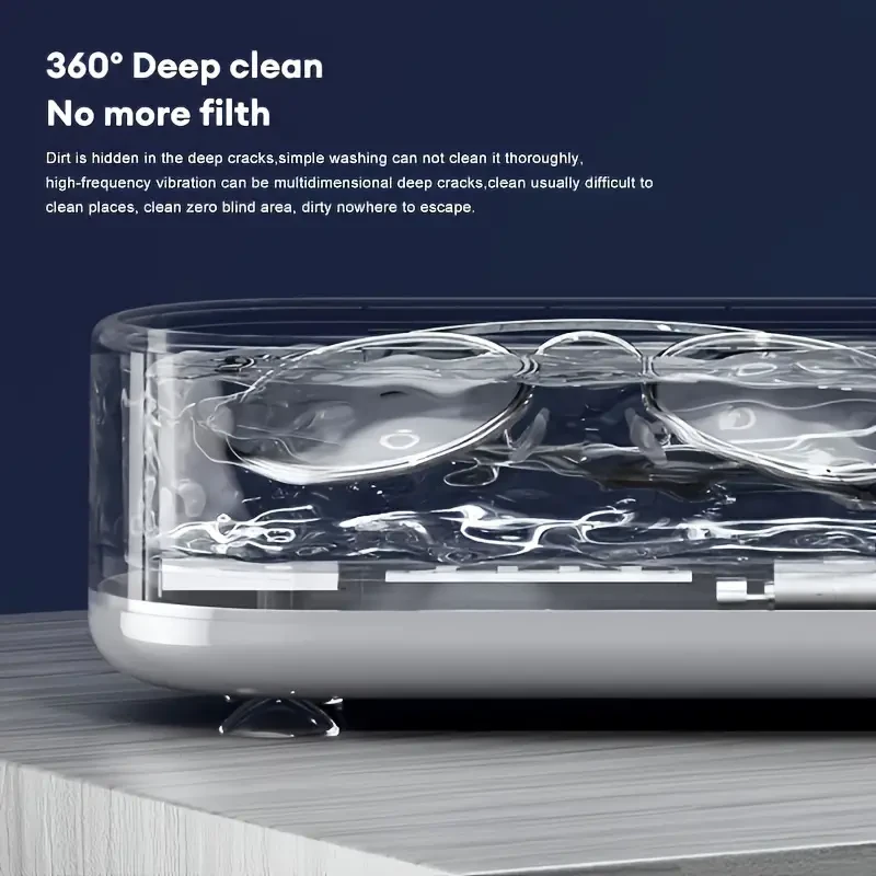 Denture Cleaner With Built-in Lithium Battery - Portable Ultrasonic Cleaning Machine For Dentures, Jewelry, Glasses, And Watches