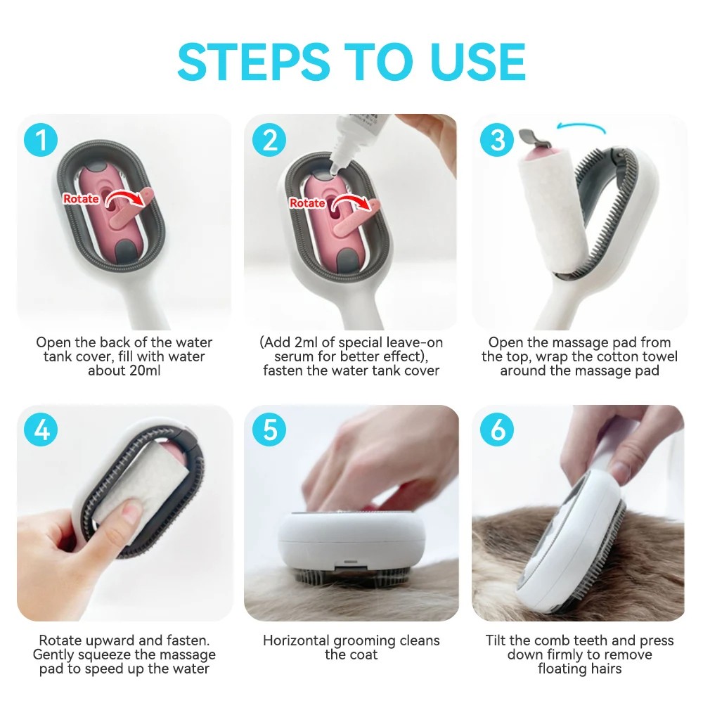 Wet Pet Brush with Water Tank