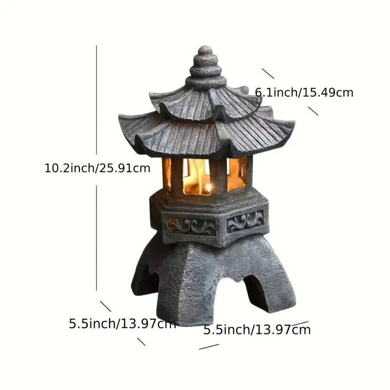 Solar-Powered Zen Pagoda Lantern Statue