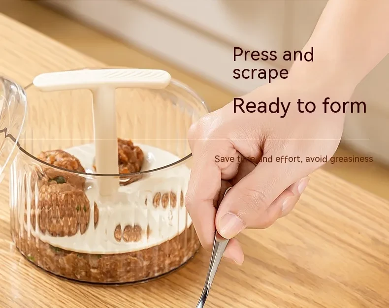 Meatball Maker Manual 5 Balls Meatball Maker Tool, Kitchen Extruded Translucent Meatball Making Tool for Dumplings Pastries