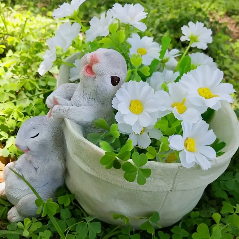 Charming Resin Rabbit Sculpture - Perfect for Garden