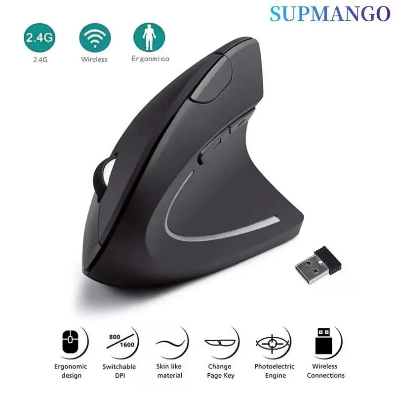 Ergonomic Vertical Wireless Mouse 2.4GHz Optical Mouse