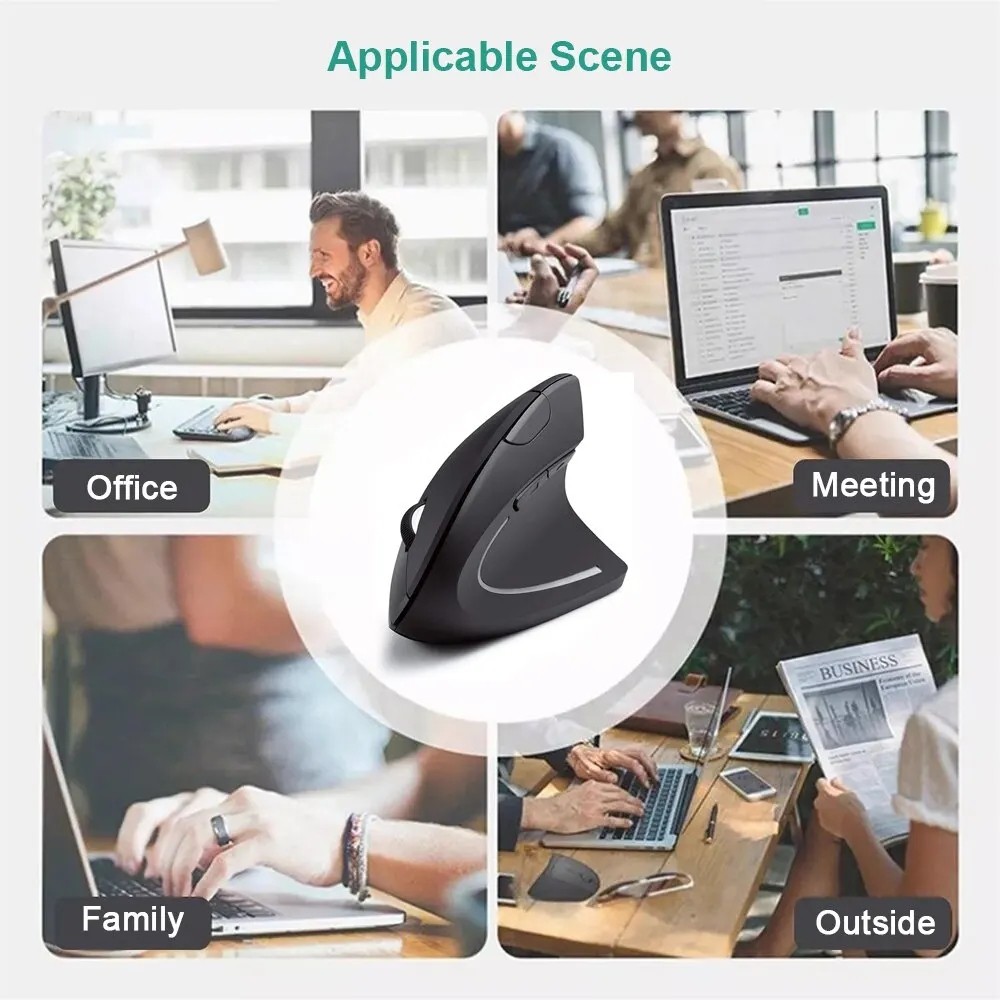 Ergonomic Vertical Wireless Mouse 2.4GHz Optical Mouse
