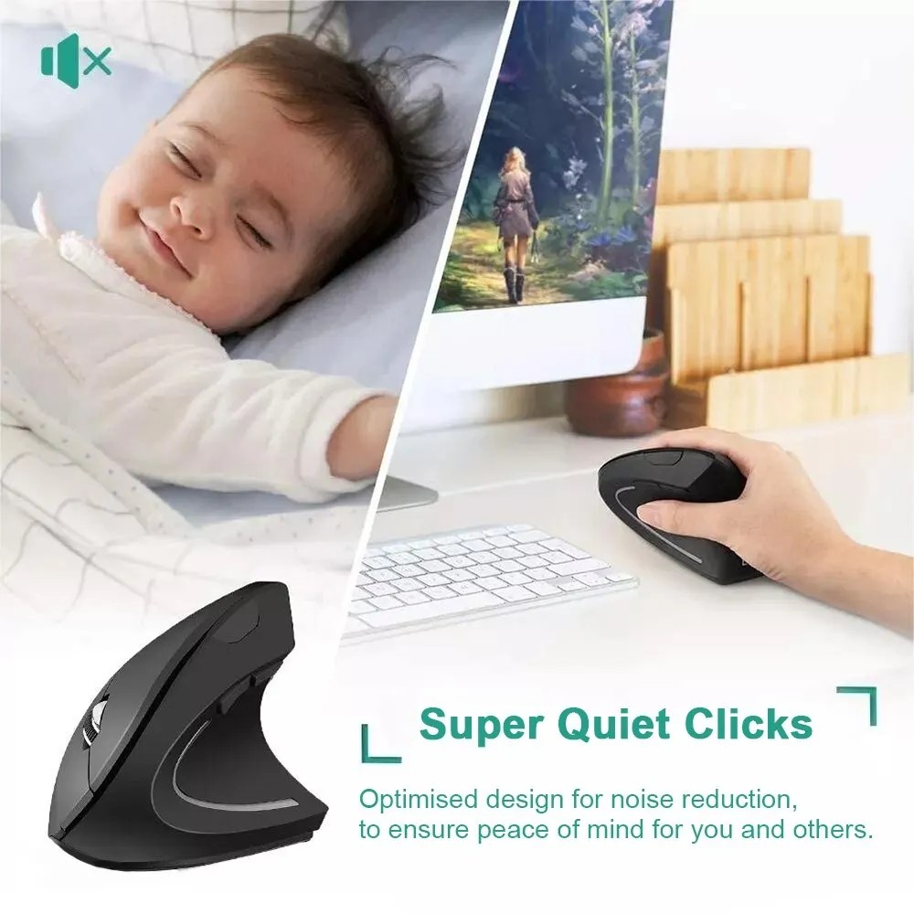 Ergonomic Vertical Wireless Mouse 2.4GHz Optical Mouse
