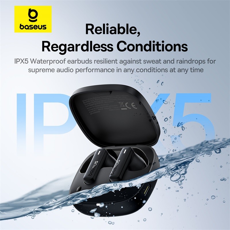 Baseus Bowie E19 Wireless Earphones Bluetooth 5.3, Big Bass, 12mm Drivers, IPX5 Waterproof with 33H Battery Life