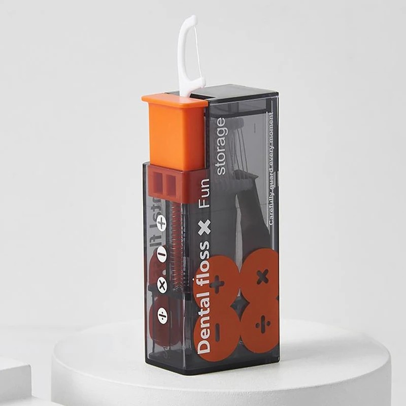 Portable Floss Dispenser  Automatic Ejectable Floss Organizer with 10 Disposable Floss Sticks