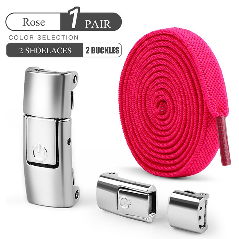 8mm No-Tie Elastic Shoe Laces with Press Lock Widened Flat Shoelaces