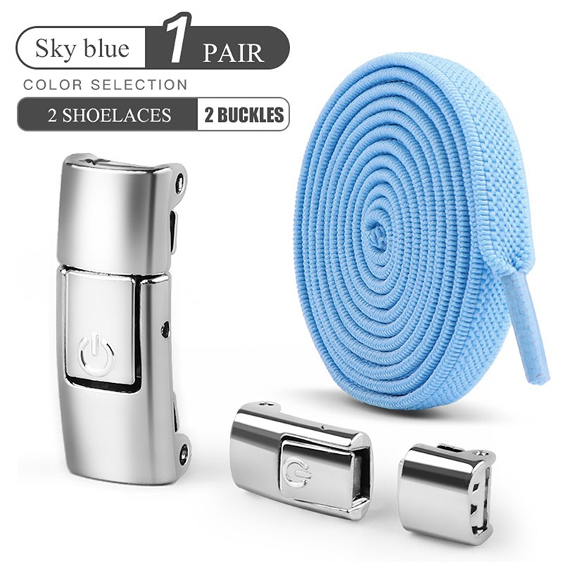 8mm No-Tie Elastic Shoe Laces with Press Lock Widened Flat Shoelaces