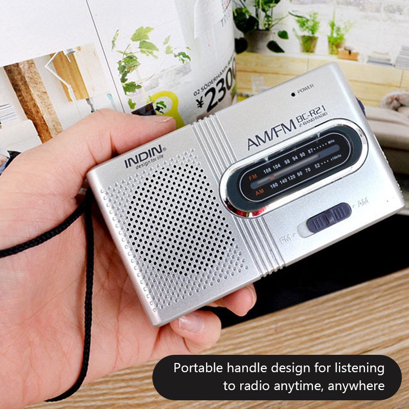 BC-R21 Portable AM/FM Radio Receiver with Built-in Speaker & 3.5mm Headphone Jack