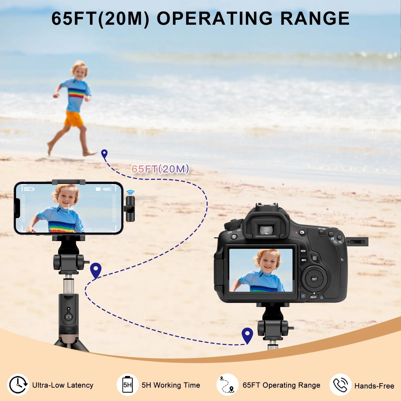 Wireless Lavalier Microphone Portable Mini Mic for iPhone, Android