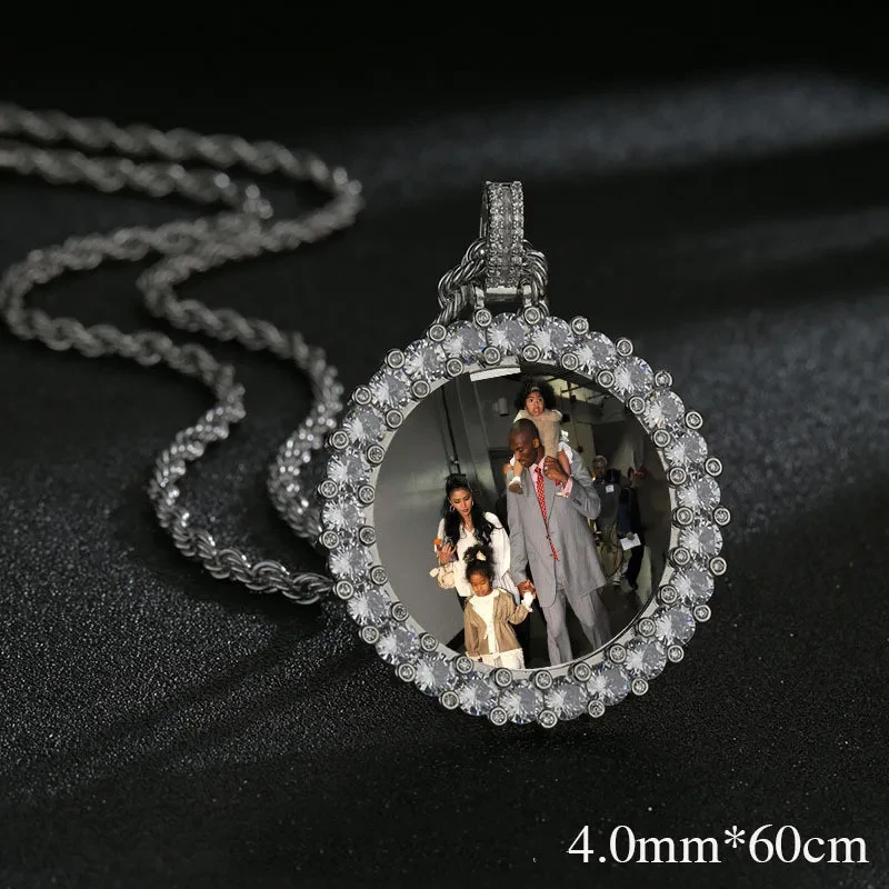 Hip Hop Diamond Round Photo Frame Couple Memorial Photo