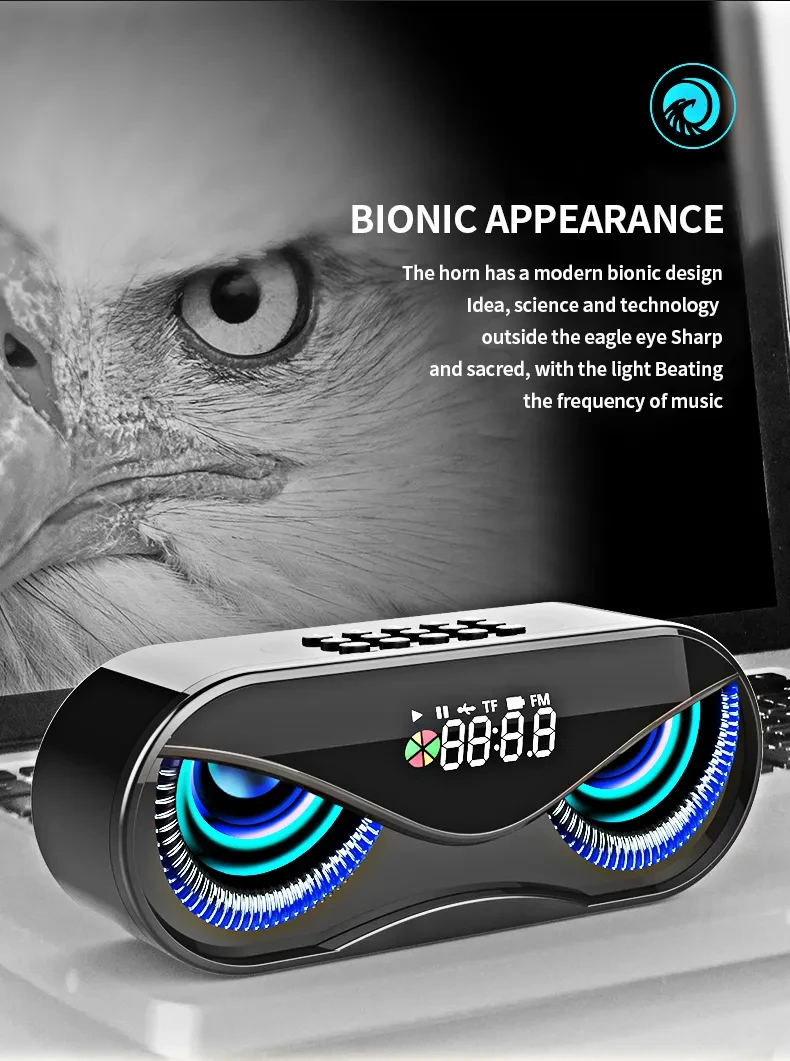 Colorful lights, dual speakers, digital buttons,
