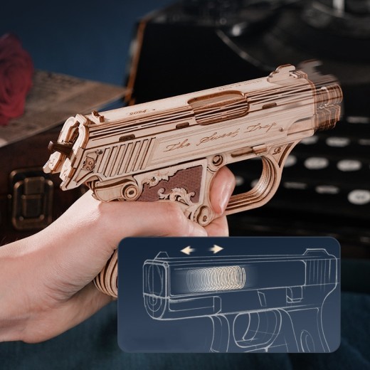 ROBOTIME 3D Puzzle Wooden Hideout Gun Mechanical Construciton Model Craft Kits