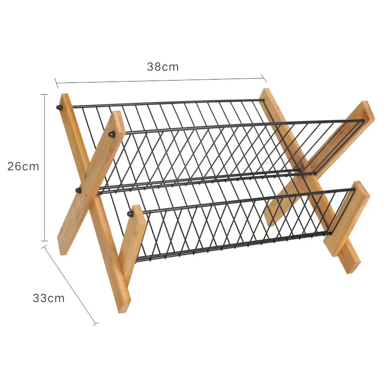Kitchen Bamboo Folding Dishes Draining Storage Rack
