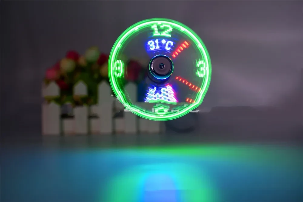 Fan Adjustable Mini Flexible Fan LED Light Time Clock